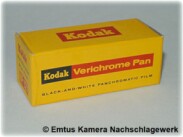 Hier wird der Kodak Verichrome Pan VP 127 (Originalverpackung) gezeigt